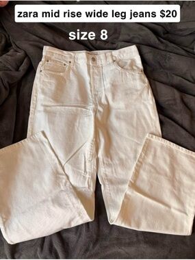 zara mid rise wide leg jeans size 8